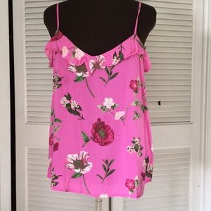 Pink floral ruffle cami